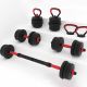 Set 6 in 1 con manubri trasformabili in bilanciere e Kettlebell 20 kg Enerfit